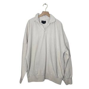 Standard Cloth Terry Long Sleeve Sweatshirt Size Medium Collar Cream